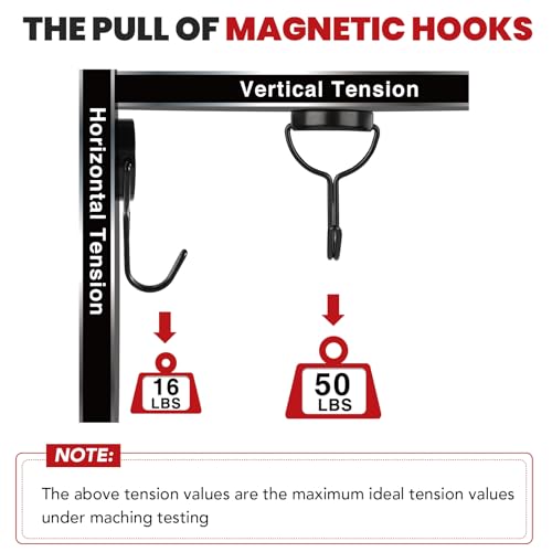 Magnetic Hooks for Cruise Cabins 50Lbs+ Heavy Duty Magnet Hook (Black / 1.0in×2.2in-1)