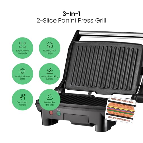 Electric Panini Press Grill (2 Slice)