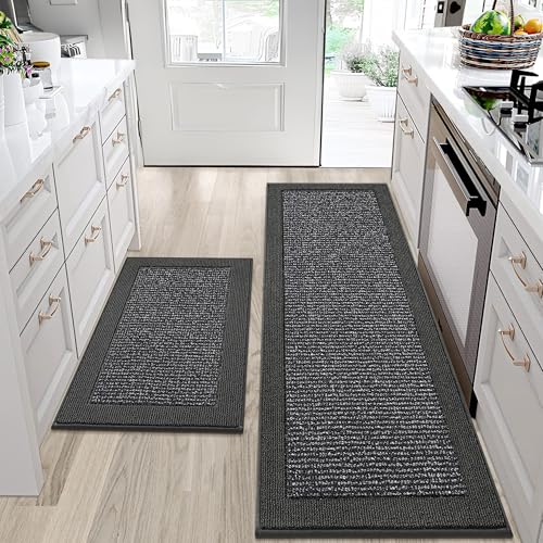 Kitchen Rugs Set of 2 (Charcoal / 24"x36"+24"x60" (Rectangular))