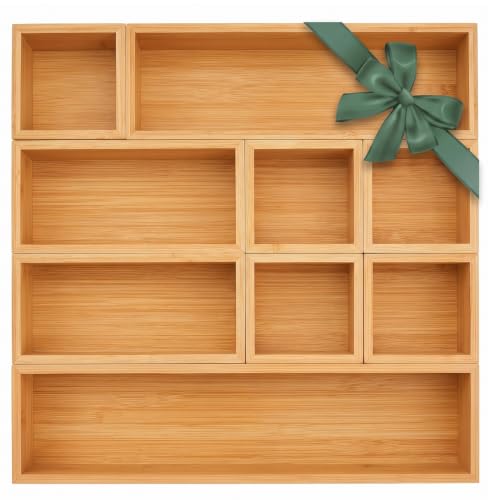 Bamboo Drawer Organizer Set (9)