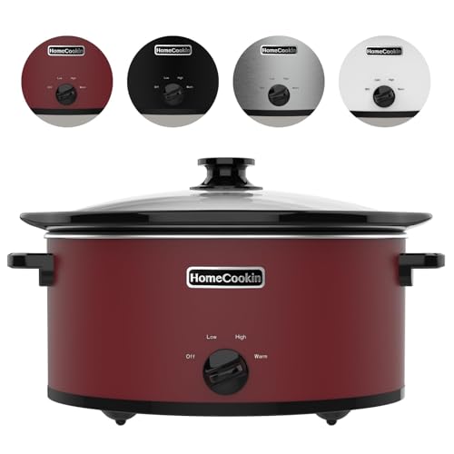 6 Quart Slow Cooker Oval Manual Pot Food Warmer with 3 Cooking Settings (6 Quarts / Red 2)