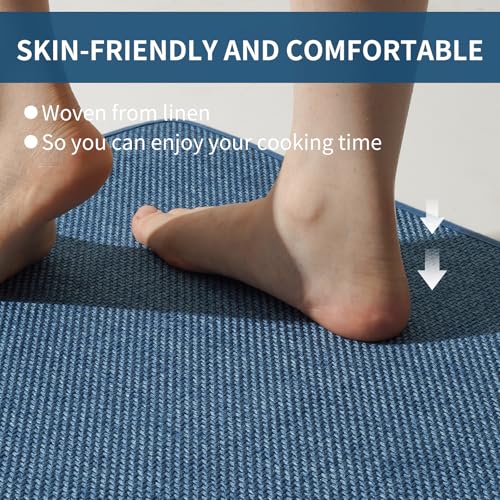 Extra Long Kitchen Runner Rugs Kitchen Mat Non Slip Blue 17"x95" (A- Blue / 17"x95")