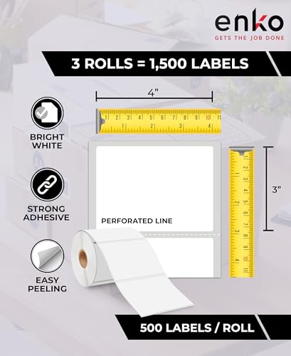4 x 3 in 3 Rolls (3 Rolls - 1,500 Labels)