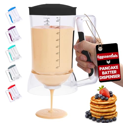 Pancake Batter Dispenser with Squeeze Handle Pancake Dispenser (Black Midnight / 4 Cup Capacity)