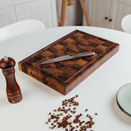 Handmade Personalized Walnut End Grain Cutting Board (22x16x2 Inches)