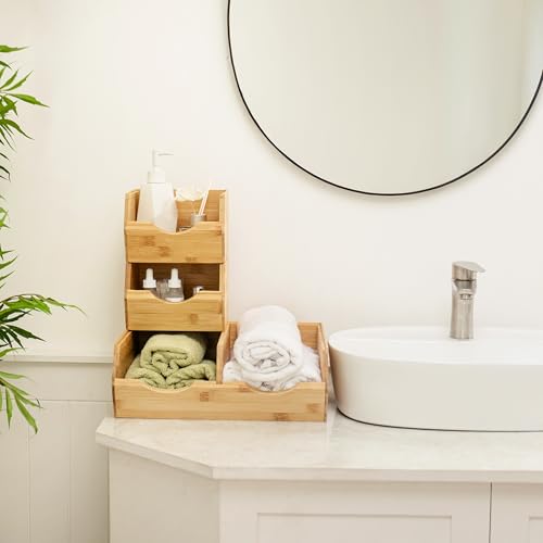 Bamboo Pantry Storage Bins (Medium ( 3 Pack ))