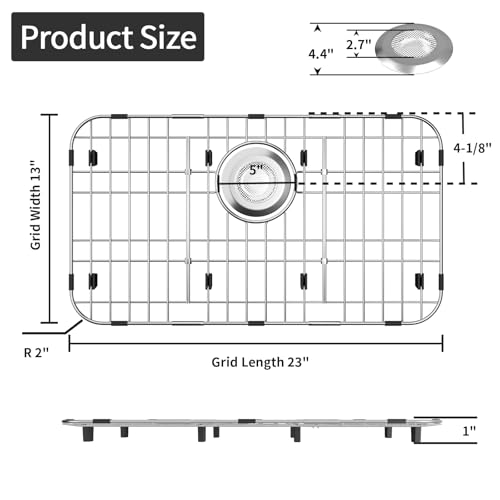 23'' x 13'' Stainless Steel Sink Grid (23''x13''/Rear Drain)