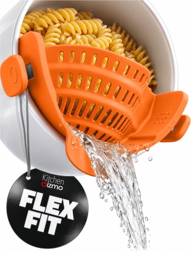 Snap N Strain Clip On Strainer for Pots and Pans (Orange)
