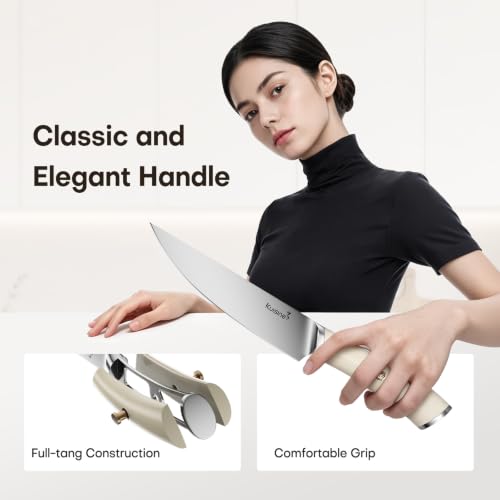 15 Piece Knife Block Set with Built (Pro Max White / 15 pieces)