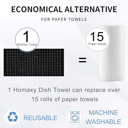 100% Cotton Terry Kitchen Towels (Navy+grey+black / 13 X 28 - 6 Pack)