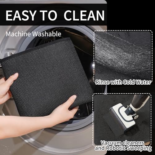 Long Kitchen Runner Rugs Kitchen Mat Non Slip Washable Black 17"x59" (A- Black / 17"x59")