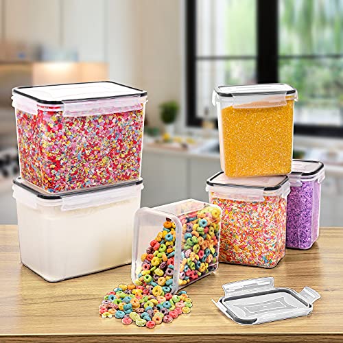 Airtight Food Storage Containers Cereal & Dry Food Storage Container Set of 6 (Black)