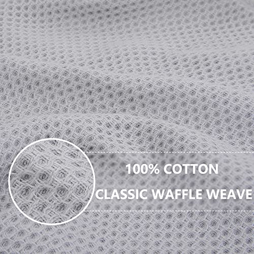 100% Cotton Waffle Weave Kitchen Dish Cloths 6 (Light Gray / 12 X 12 - 6 Pack)