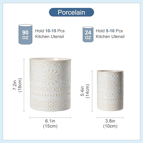 Ceramic Utensil Holder Set of 2 (Oasis / 7.2"+5.4" (Set of 2))