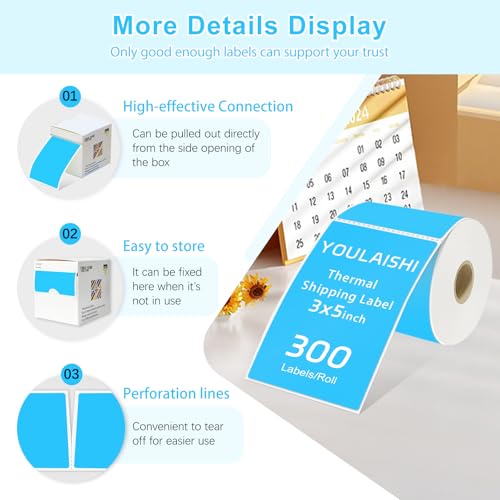 3 x 5 inch Home Moving Box Labels for Storage Bins 300pcs Colored Blank Label Sticker for Shipping Thermal Printer Color Coding Rectangle Moving Labels for Packing Boxes Sky Blue (Sky Blue)