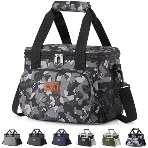 Insulated Lunch Box for Men (Black Camo / Medium(9L))