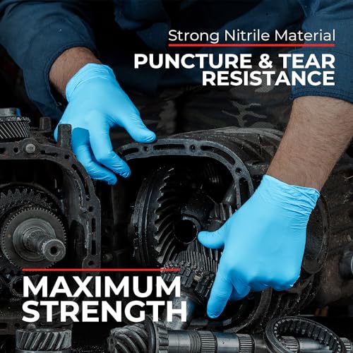 Heavy Duty 6 Mil Blue Nitrile Gloves Disposable Latex & Powder Free (100 Count / X-Small)