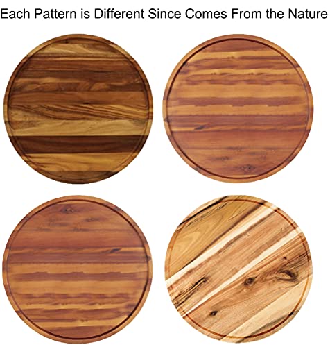 14" Two Tier Acacia Wood Lazy Susan Organizer Kitchen Turntable for Cabinet Pantry Table Organization (Acacia Two Tier / 14")