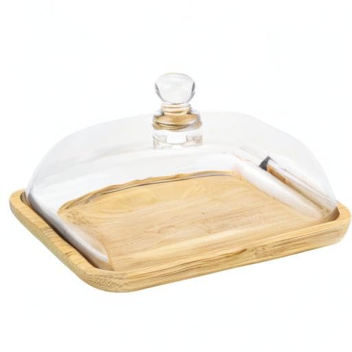 Crystal Clear Glass Butter Dish with Lid Butter Holder Container for Butter (Size 1)