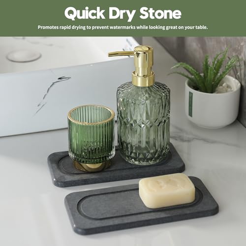 2Pack Diatomite Stone Coasters Water Absorbing Sink Tray for Kitchen & Bathroom Counter (2 Pack - Charcoal - 8"x 3.8")