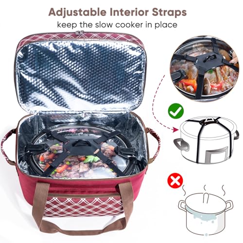 Double Layer Slow Cooker Carrier Bag for 6 (Burgandy)