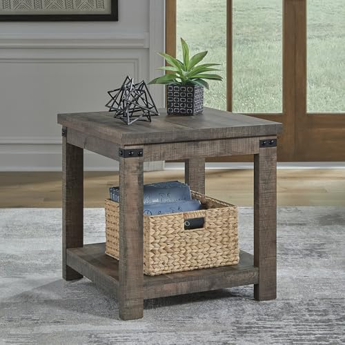 Hollum 24 Inch Square End Table (Dark Brown)