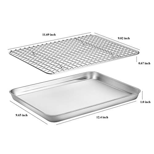 Baking Sheet with Cooling Rack Set [2 Sheets + 2 Racks] (12 inch)