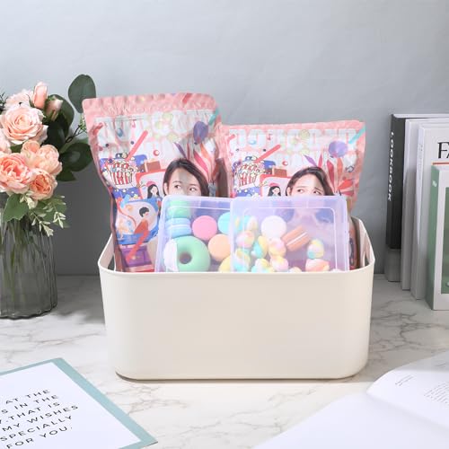 White Plastic Storage Bins (White / 14 x 10.5 x 6.4 in)