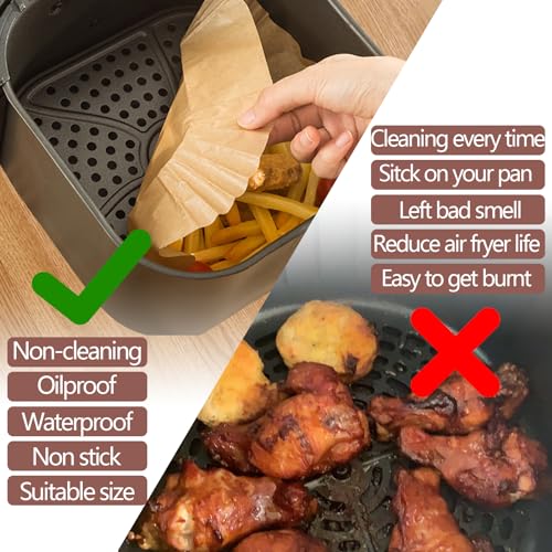 7.5 Inch Air Fryer Paper Liners (7.5 Inch Square)