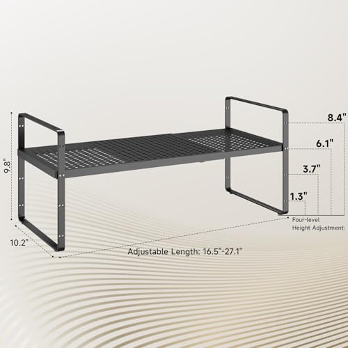 16.5~27.1" Expandable Shelf with Hole (Black / 2Pcs // 10.2''W-K)