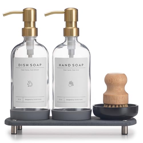 Luxury] Kitchen Soap Dispenser Set (Transparent Bottle + Gold Pump)
