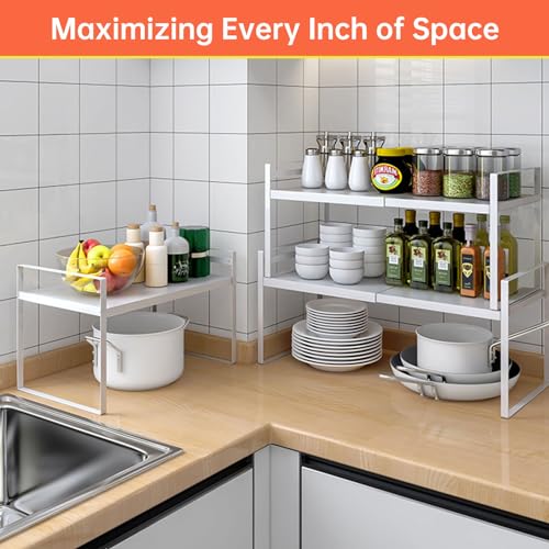 Expandable Cabinet Shelf Organizer for Kitchen 11" (11" wide ( 2 PACK))