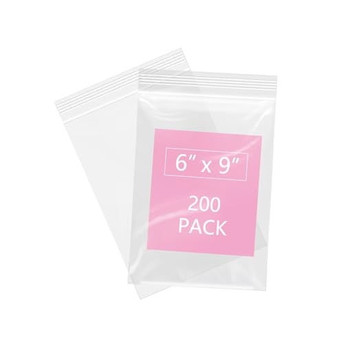 200 Pcs 6" x 9" Plastic Zip Poly Bags (6" x 9")