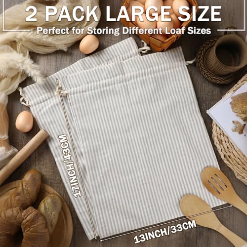 2 Pcs Linen Bread Bags Homemade 13x17 Inches (Retro Style)