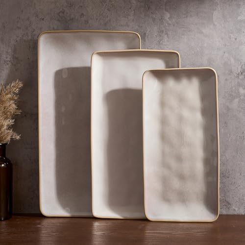 Serving Platters Set of 3 Sizes (Cappuccino White)
