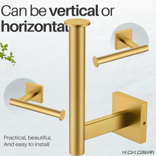 Toilet Paper Holder Tissue Paper Dispenser for Bathroom Toilet Roll Holder Wall Mounted (Brushed Gold / Vertical)