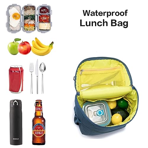 NOL Insulated Lunch Bags for Women Cooler Bag Lightweight Nylon Waterproof Lunch Box for Work (Dusty blue / Large (12 Liters))