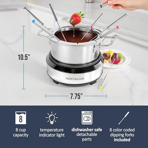 8 Cup Electric Fondue Pot Set for Cheese & Chocolate (Black / 8 Cup)