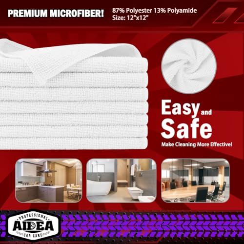 White Microfiber Cleaning Cloth 50PK (White / 50PK)