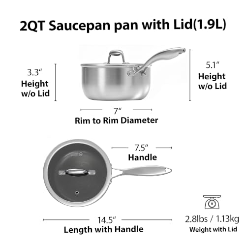 2 Qt Stainless Steel Saucepan (2 Quarts)
